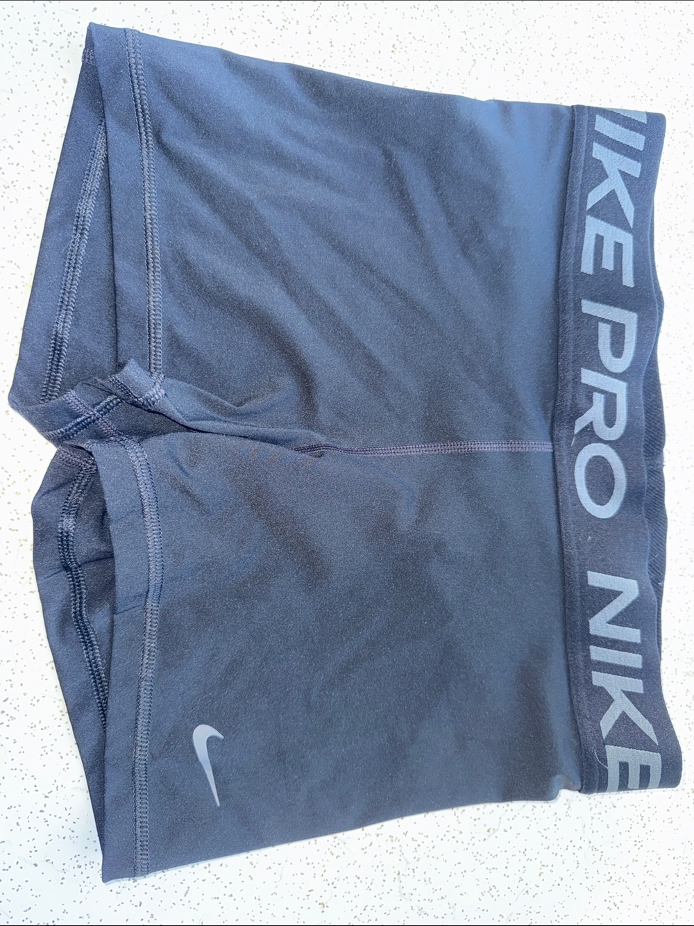 Nike Pro Black Athletic Compression Shorts with Gray Logo